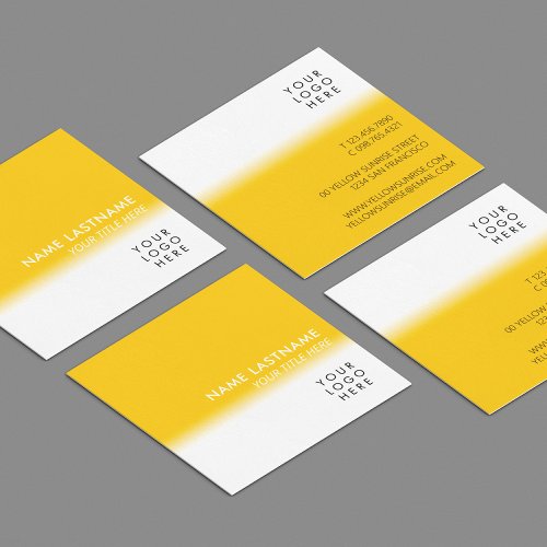 Modern Simple Unique Your Logo Bright Yellow White Square Business Card