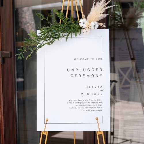 Modern simple Unplugged Ceremony wedding sign