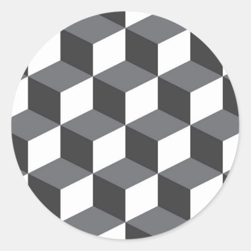 Modern simple urban architectural cubes pattern classic round sticker