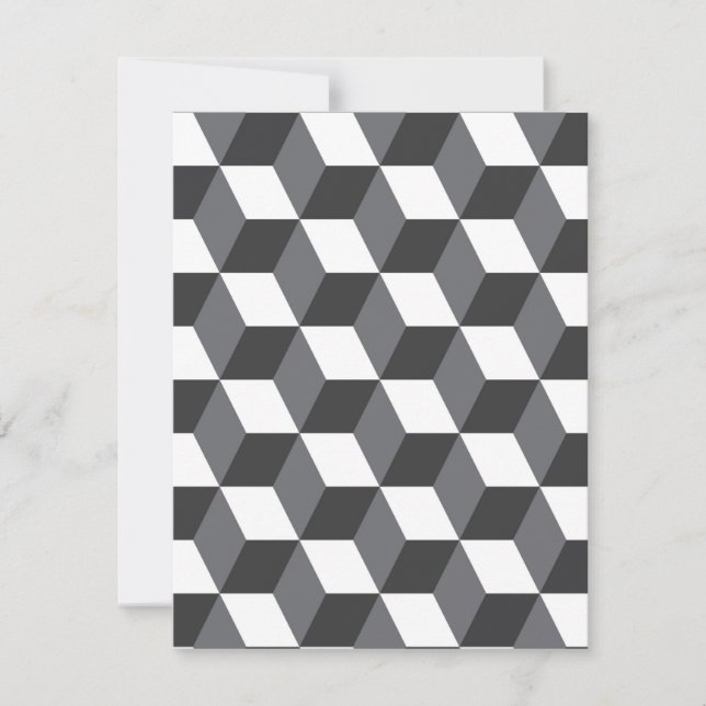 Modern, simple, urban architectural cubes pattern note card (Front)