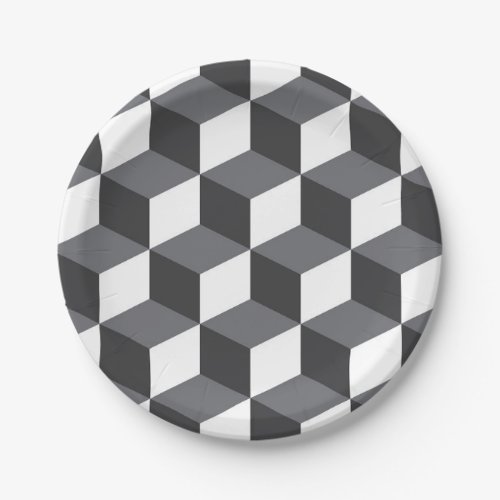 Modern simple urban architectural cubes pattern paper plates