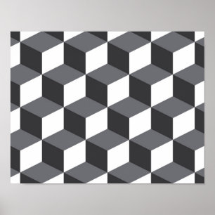 Modern, simple, urban architectural cubes pattern poster