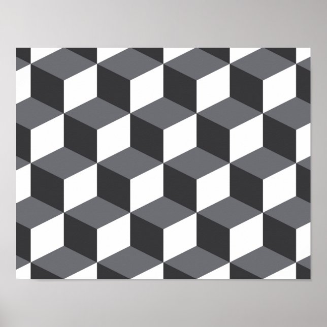 Modern, simple, urban architectural cubes pattern poster (Front)