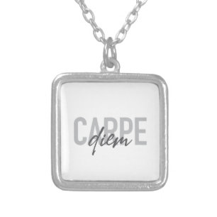Modern, simple, urban, cool design Carpe Diem Silver Plated Necklace