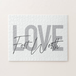 Modern, simple, urban cool design Love Forth Worth Jigsaw Puzzle