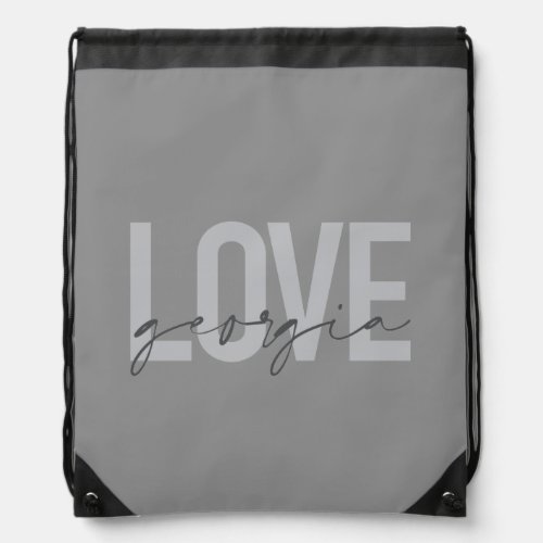Modern simple urban cool design Love Georgia Drawstring Bag