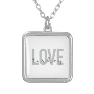 Modern, simple, urban, cool design Love Turkey Silver Plated Necklace
