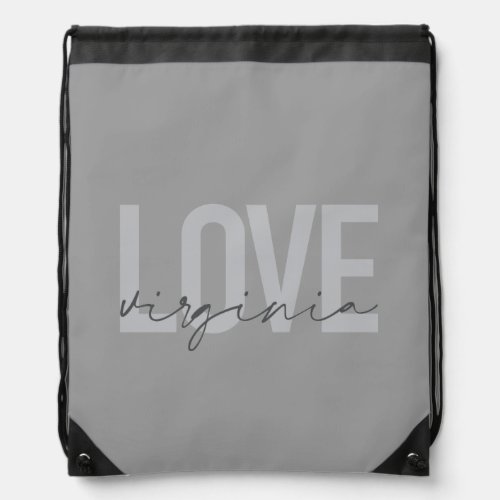 Modern simple urban cool design Love Virginia Drawstring Bag