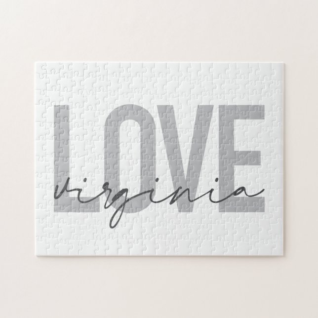 Modern, simple, urban, cool design Love Virginia Jigsaw Puzzle (Horizontal)