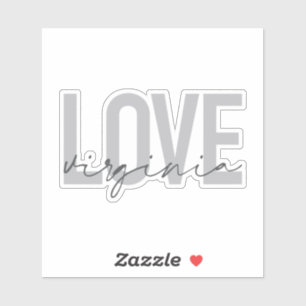 Modern, simple, urban, cool design Love Virginia Sticker