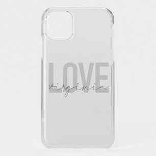 Modern, simple, urban, cool design Love Virginia iPhone 11 Case