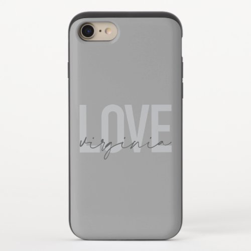 Modern simple urban cool design Love Virginia iPhone 87 Slider Case