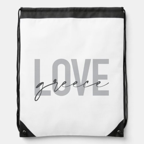 Modern simple urban cool design of Love Greece Drawstring Bag