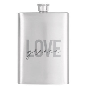Modern, simple, urban, cool design of Love Greece Flask