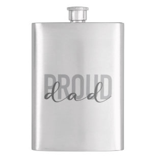 Modern, simple, urban, cool design of Proud Dad Flask