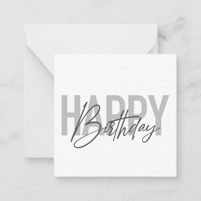 Modern, simple, urban, cool Happy Birthday Note Card (Front)