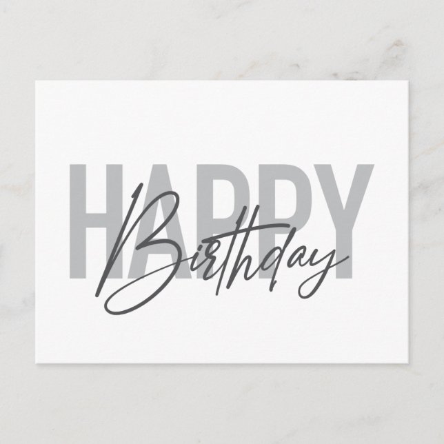Modern, simple, urban, cool Happy Birthday Postcard (Front)