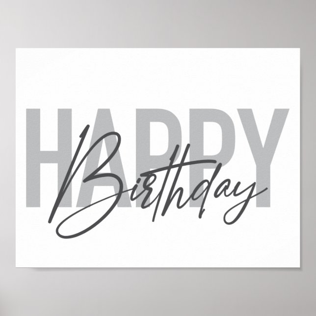 Modern, simple, urban, cool Happy Birthday Poster (Front)