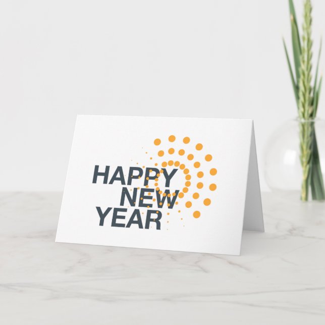 Modern, simple, urban design of "Happy New Year" Holiday Card (Front)
