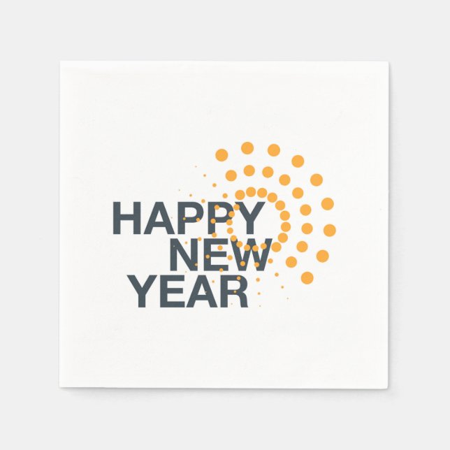 Modern, simple, urban design of "Happy New Year" Napkins (Front)