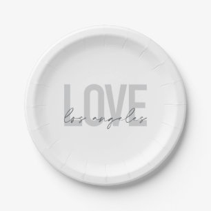 Modern, simple, urban design of Love Los Angeles Paper Plates