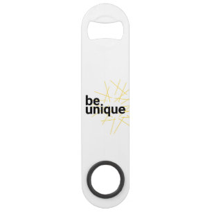 Modern, simple urban graphic design of "Be Unique" Bar Key