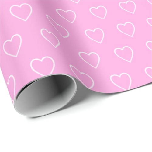 Modern Simple Valentine Hearts Pattern Light Pink  Wrapping Paper