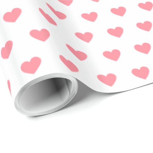 Modern Simple Valentine Pink Hearts White Wrapping Paper