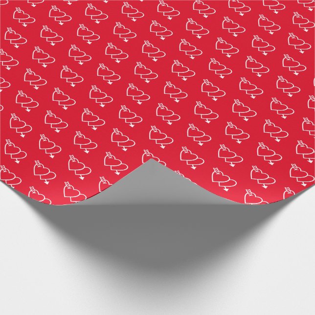 Modern Simple Valentine Two Red Hearts Pattern Wrapping Paper (Corner)