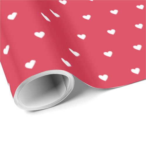 Modern Simple Valentine White Small Hearts Red Wrapping Paper
