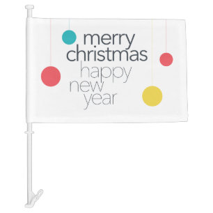 Modern, simple, vibrant, fun "Merry Christmas" Car Flag