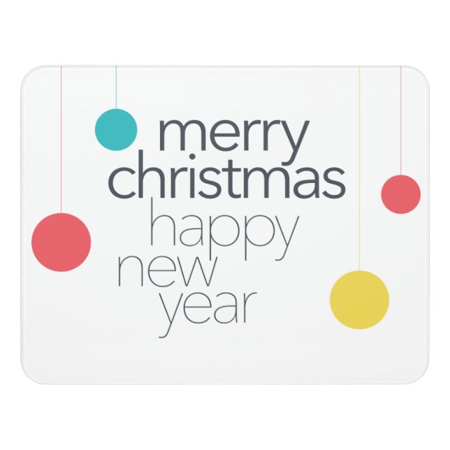 Modern, simple, vibrant, fun "Merry Christmas" Door Sign (Contemporary Front)
