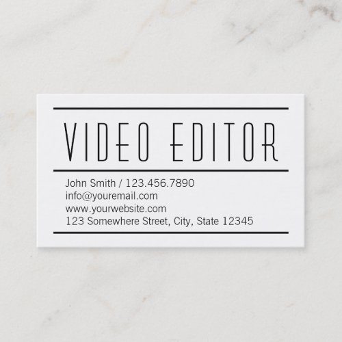 Modern Simple Video Editor Business Card