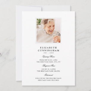 Modern Simple Viewing, Requiem, Interment Funeral Invitation