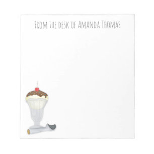 Modern Simple Vintage Ice Cream Sundae Fun Notepad