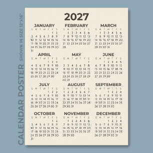 Modern Simple Warm Beige 2027 Calendar Poster