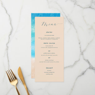 Modern Simple Watercolor Sandy Beach Wedding Menu