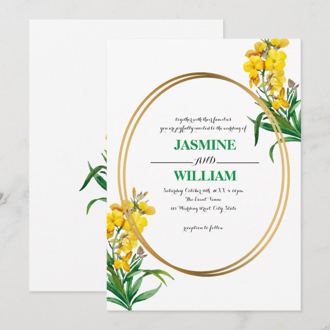 Modern Simple Watercolor Wildflower Invitation (Front/Back)