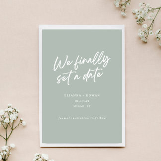 Modern Simple We Finally Set a Date Wedding Save The Date