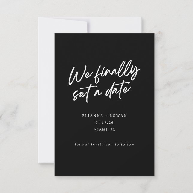 Modern Simple We Finally Set a Date Wedding Save The Date (Front)