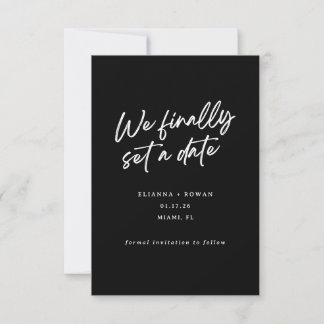 Modern Simple We Finally Set a Date Wedding Save The Date