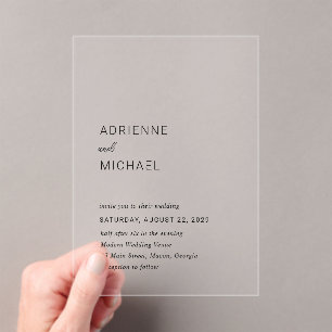 Modern Simple Wedding Acrylic Invitations