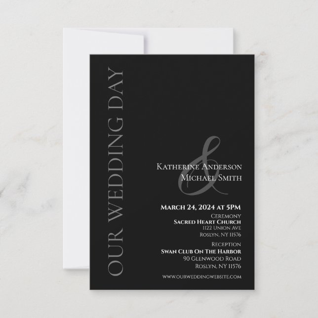 Modern Simple Wedding-Black and White Invitation (Front)