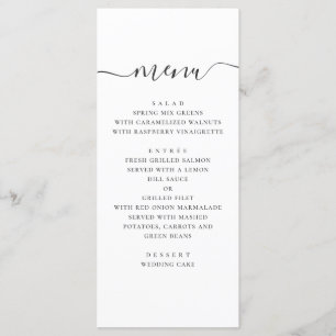 Modern simple wedding. Black and white script Menu