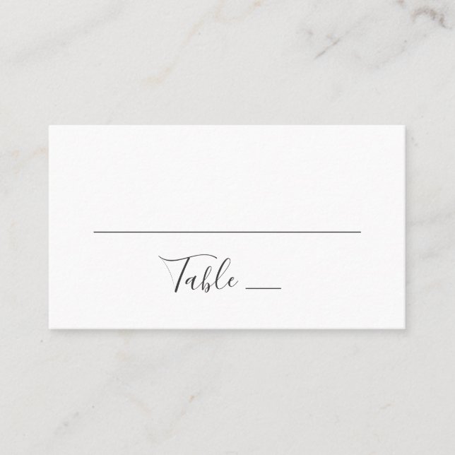 Modern simple wedding. Black and white typography Place Card (Front)