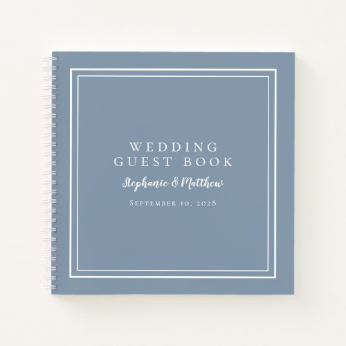 Modern Simple Wedding Budget Guest Book Dusty Blue