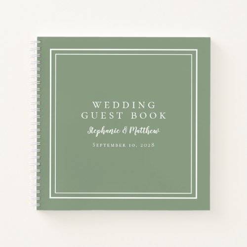 Modern Simple Wedding Budget Guest Book Sage Green