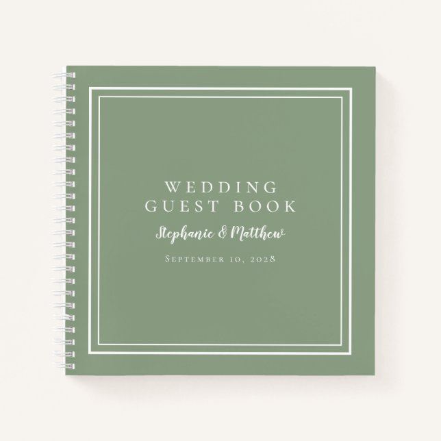 Modern Simple Wedding Budget Guest Book Sage Green (Front)