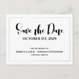 Modern Simple Wedding Gold Foil Save The Date Postcard