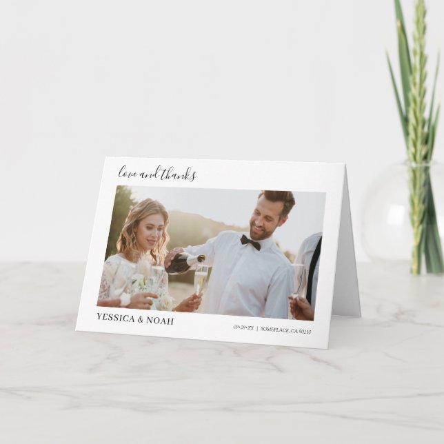 modern simple wedding Handwriiten Script 6-Photo Thank You Card (Front)